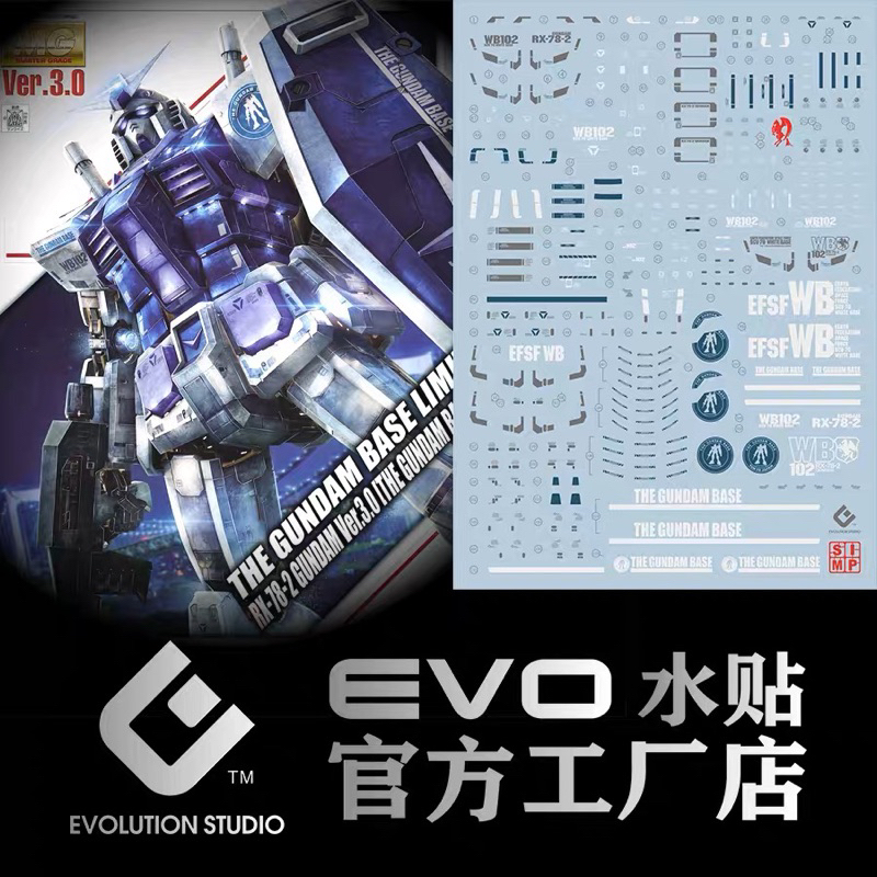 ดีคอลน้ำ Decal MG 1/100 The Gundam Base Limited RX-78-2 Gundam Ver.3.0