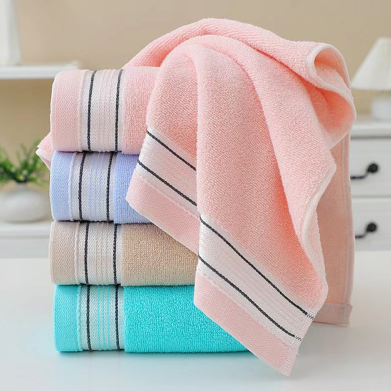 ผ้าขนหนูเช็คหน้า ผืนเล็ก เนื้อผ้า cotton แท้ หนานุ่ม ซับน้ำได้ดี ขนาด 34× 74 ซม.