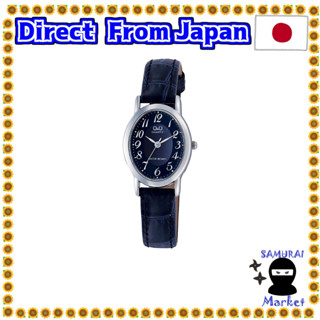 【Direct From Japan】 [Citizen Q &amp; Q] Watch Analog Waterproof Leather Belt VZ89-305 Ladies Navy