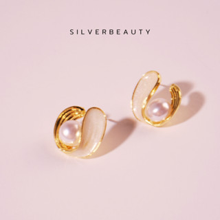 โค้ด SILV45 ลด45.-  Silver beautyต่างหูปีกไข่มุกแฟชั่นE06203