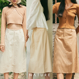 🍎 ลด45.-โค้ดWYQESS🍋nature.bkk - SKN0103 กระโปรงยาวผ่าหลังเบสิค Kira long skirt