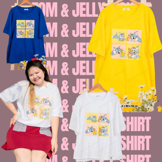 Tom &amp; Jelly T-Shirt (อก 52-56”)เสื้อยืดผ้าคอตตอน 100% Plus size