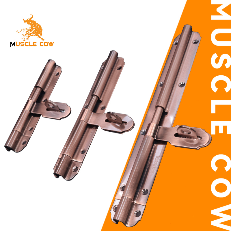 MUSCLE COW สีบรอนซ์กลอนประตู กลอนสแตนเลส กลอนขวางสแตนเลสแท้ อย่างดี ยี่ห้อ 4.6.8.10.12 นิ้ว