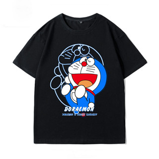 Doraemon เสื้อยืดอนิเมะ เทรนด์ฤดูร้อน unisex โดราเอมอน ผ้าฝ้าย ลำลอง แฟชั่น แขนสั้น