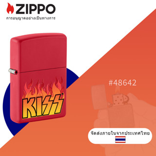 Zippo KISS Logo Design Red Matte Windproof Pocket Lighter , Zippo 48642 สีแดงด้าน