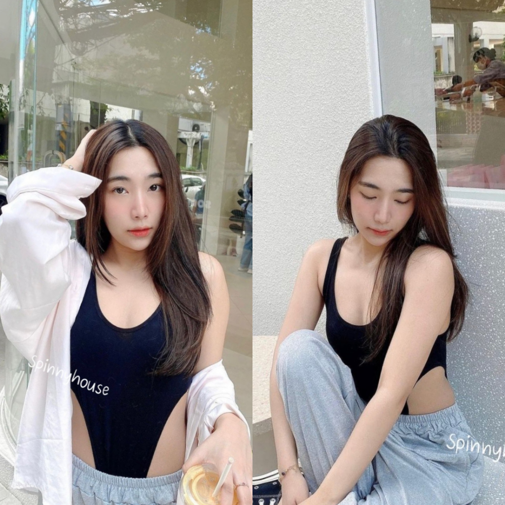 SpinnyHouse บอดี้สูท เว้าเอว เสื้อสายฝอ เป้าแกะได้ กระดุมแป็ก รุ่นนี้ทำทะเลเดือดได้ค่า บอดี้สูท ต้องมี 304 M201A