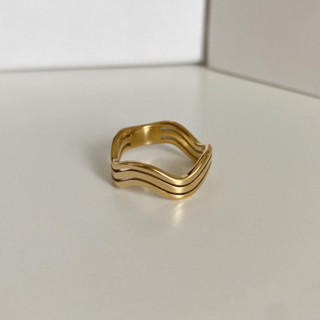 imean.store - High wave ring | แหวนสีทองผิววาวดีเทลหยักๆ