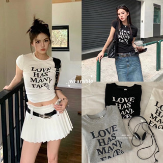 พร้อมส่ง | 𝐖𝐆.𝐖𝐄🇰🇷 เสื้อยืดครอปสกรีน love has many faces