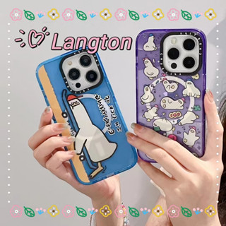 🌈Langton🌸เป็ดน้อย การ์ตูน สาวน่ารักหัวใจ สีม่วง iphone 11 14 pro max ขอบเต็ม ป้องกันการหล่น case for iPhone 12 13