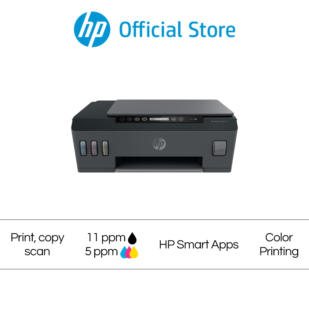 HP Smart Tank 500 /515 / 520 /580 All-in-One Printer | A4 Color Printer| Print Scan Copy |*2Yrs Warranty | USB / Wi-Fi | Print up to 6000 black / 8000 color pages | Cartridge: GT52, GT53 | CISS