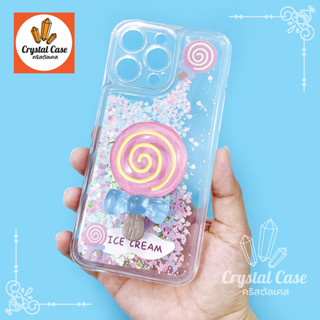 7+ 11 13promax 14promax เคสขอบนิ่มกันกล้องตู้น้ำพิมพ์ลายการ์ตูน ด้านในกริตเตอร์สีชมพูฟุ้งฟิ้ง ติด Griptok อมยิ้ม