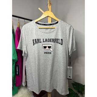 เสื้อยืดKarl lagerfeld "Karl เสื้อยืดหญิงสกรีนตัวหนังสือหน้าลุง เทา  "งานKarl  lagerfeld แท้100%