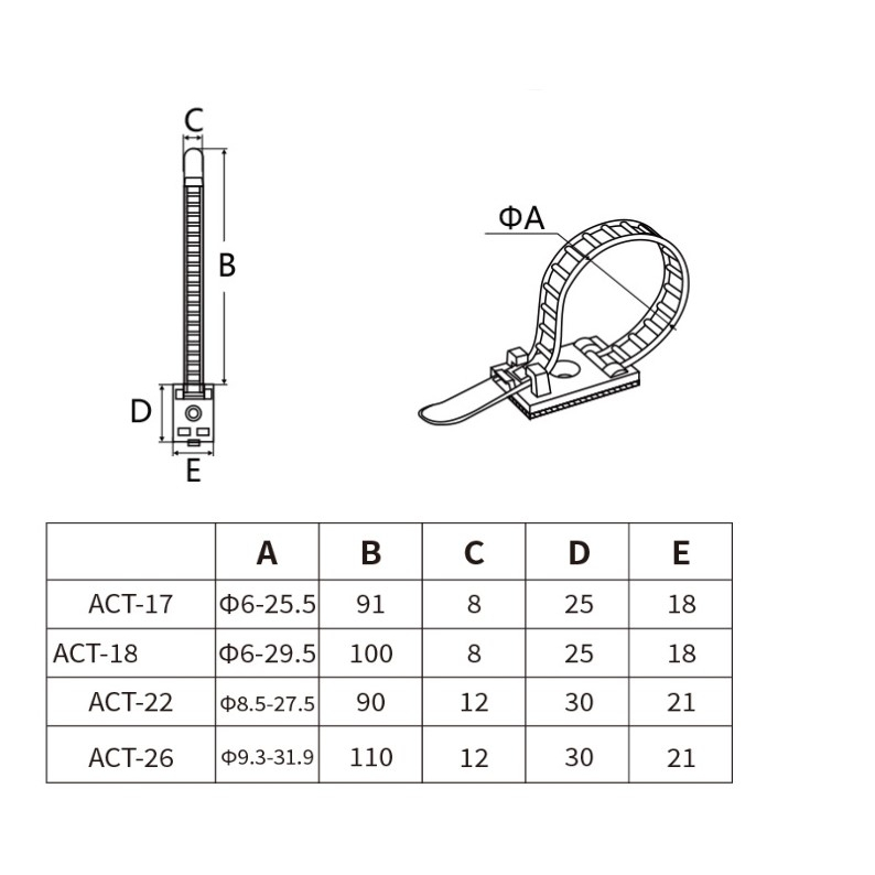 แคลมป์รัดสายเคเบิ้ล รัดสายไฟ คลิปล็อคแป้นกาว แบบเลื่อนได้ ยึดได้ (ชุดละ10ชิ้น) - รูปที่ 6