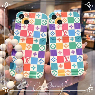 เคสไอโฟน iphone 11 14 Pro Max  สี่เหลี่ยมสี อินเทรนด์ พร้อมโซ่ เคสซิลิโคนนิ่ม ขอบเต็ม  iphone 12 13 Pro Case for iPhone