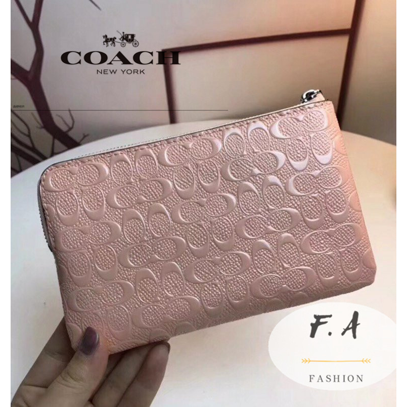 F.A ว่าแท้100% coach  แท้  กระเป๋าสตางค์สุภาพสตรี ซิปใส่เหรียญ กระเป๋าใส่โทรศัพท์ข้อมือ iPhone 7 สามารถติดตั 58034