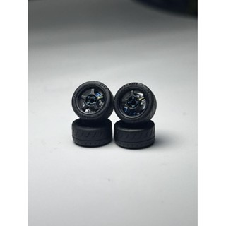 ล้อ spoon Sw388 +disc สีฟ้า ยางเรซิ่น มีแกนล้อ ใส่แล้วหมุนได้