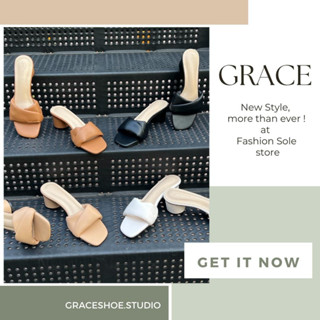 GRACE รุ่นสูงพับใหม่ 36-45 รองเท้าแตะส้นสูง แฟชั่นส้นสูง 2 นิ้ว ไซส์ 36-45 ไซส์ใหญ่