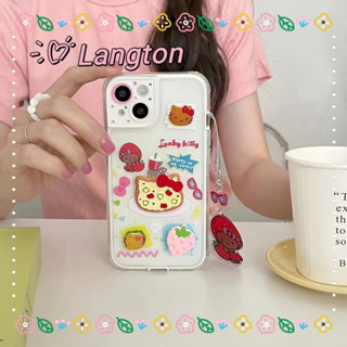 🌈Langton🌸 ขอบเต็ม ป้องกันการหล่น iphone 11 14 pro max พร้อมอุปกรณ์เสริม ถอดได้ Hello Kitty การ์ตูน case for iPhone 12 13