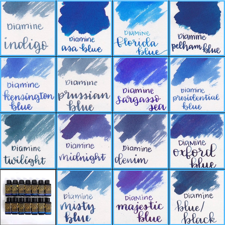 นำ้หมึก Diamine Ink ใช้กับ Lamy ได้ โทนสีฟ้า นำ้เงิน บลูแบลค สำหรับปากกาหมึกซึม