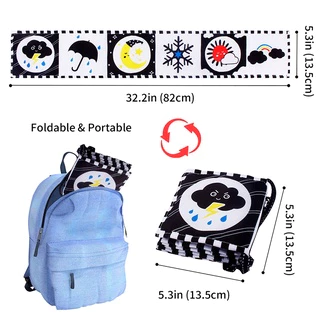 BabyBua หนังสือผ้าขาวดำ เสริมพัฒนาการ พร้อมส่งจากไทย หนังสือผ้าผูกเตียง หนังสือผ้าสำหรับเด็กอ่อน ทารก เก็บปลายทางได้