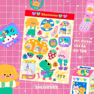 STICKER HAPPY DAY สติ๊กเกอร์ไดคัท PVC กันน้ำ ไซส์ A6 (14.8x10.5cm) | Shuvevee Sticker