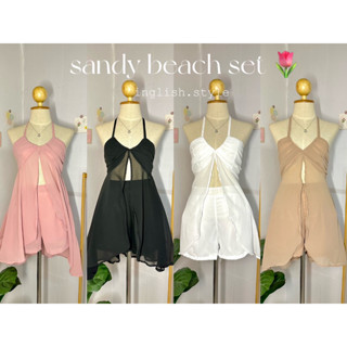 Setเสื้อคล้องคอ กางเกงขาสั้น ชุดไปทะเลน่ารักๆ รุ่น sandy beach set