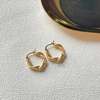 ต่างหูสไตล์เกาหลี gold twisted earrings