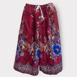 กางเกงผ้าถุงลายดอก ไซส์ใหญ่ มีกระเป๋า เนื้อดีผ้านิ่ม ใส่สบาย