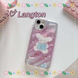 🌈Langton🌸 iphone 11 14 pro max ขอบเต็ม ป้องกันการหล่น ลูกสุนัข ไล่ระดับ หวานเท่ โปร่งแสง case for iPhone 12 13