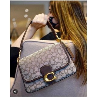 🍀🍀 Coach Signature Logo Jacquard Soft Tabby Shoulder Bag