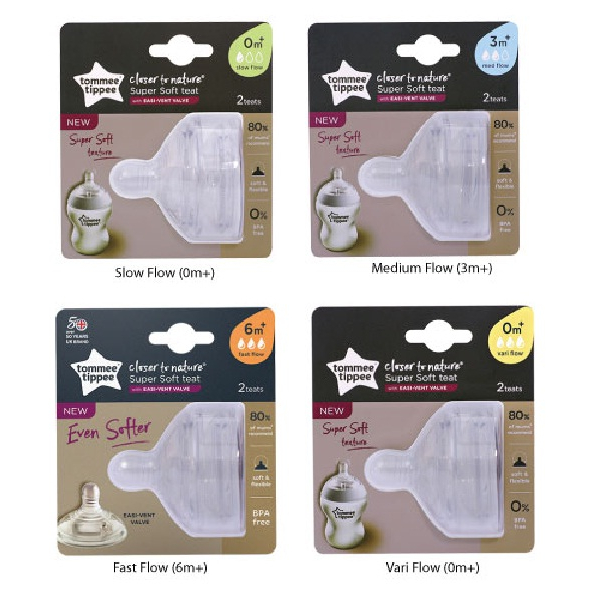 [New]Tommee tippee Super Soft Teat  (2pcs/ pack) จุกนม ทอมมี่ ทิ้ปปี้ แพ็คคู่ จุกนมซิลิโคน แบบนิ่มพิเศษ สำหรับขวดนม