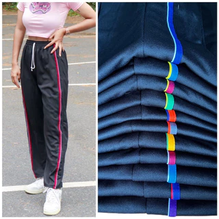 (เซต3ตัว) กางเกงวอร์มแถบซิ่ง ขาปล่อย แถบสีสดใส ขนาดฟรีไซต์ ใส่สบายๆ
