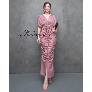 🔖ป้าย MirrorSister เดรส คอวี ทรงค้างคาว สวย หรู Cé FeMMe MaXiDRESS เข้ารูปช่วงเอว เนื้อผ้าสวย วิ้งๆ เดรสออกงาน เดรสไปงาน