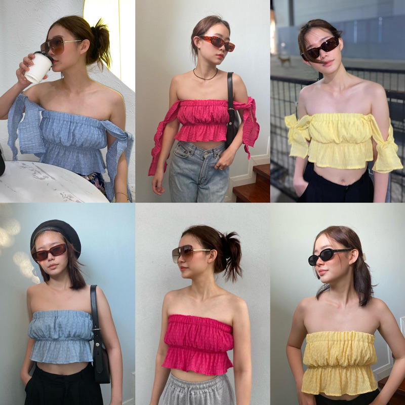 coocoabutter - (พร้อมส่ง)Paco top รุ่นมีแขน/ไม่มีแขน เกาะอก