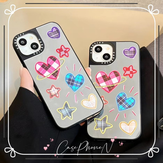 เคสไอโฟน iphone 11 14 Pro Max ins ชนกลุ่มน้อย รูปหัวใจ ดาว แบบกระจก ขอบเต็ม เคส iphone 12 13 Pro Case for iPhone