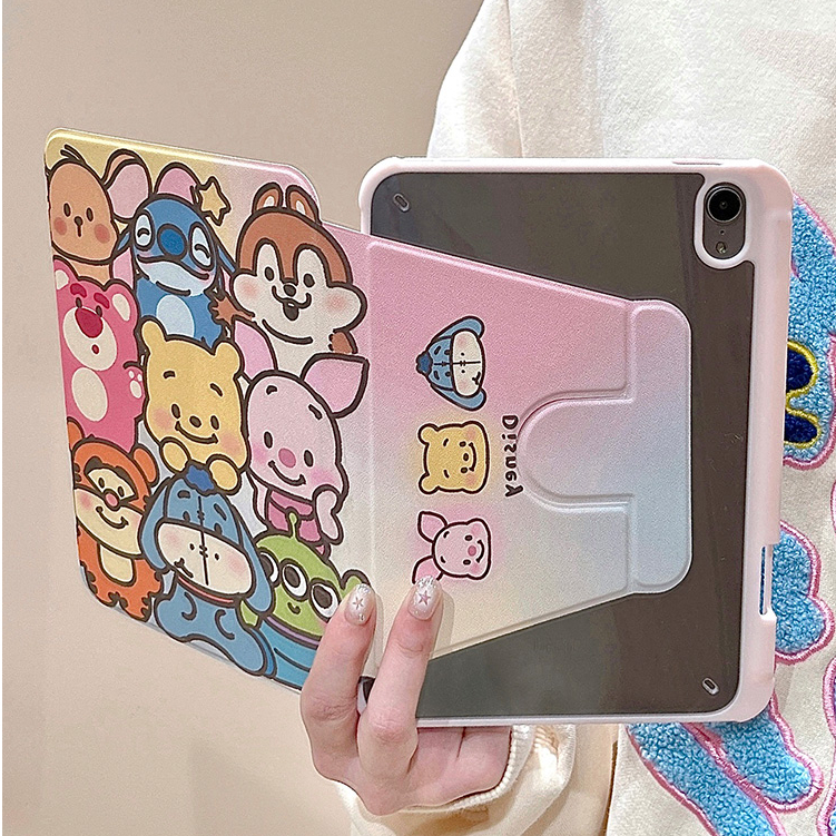 พร้อมส่ง เคส iPad Gen9 MINI7 Gen10 360° Acrylic ถาดใส่ปากกาด้านขวา เคส iPad วินนี่เดอะพูห์ Air6 11