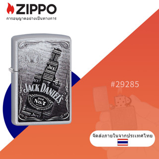 Zippo Jack Daniels Collage Satin Chrome Pocket Lighter , Zippo 29285 โครเมี่ยมซาติน