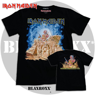 Blaxroxxx เสื้อวง ลิขสิทธิ์แท้ Iron Maiden (IRM006) เสื้อยืดคอกลมแขนสั้น เสื้อยืด เสื้อสกรีนลาย เสื้อวินเทจ