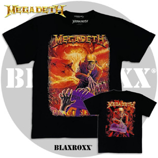 Blaxroxx เสื้อวง ลิขสิทธิ์แท้ MEGADETH® (MGD008) เสื้อยืดคอกลมแขนสั้น เสื้อยืด เสื้อสกรีนลาย เสื้อวินเทจ