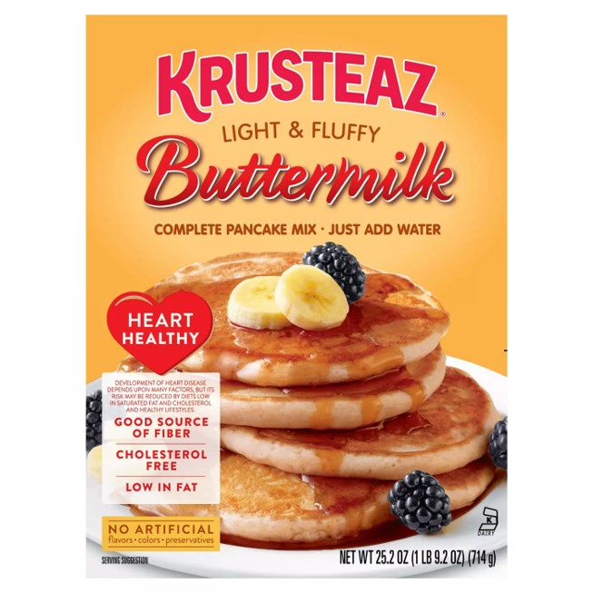 Krusteaz Buttermilk (Heart Healthy) complete pancake mix 714g. ครูสทีซ์ แป้งแพนเค้กสำเร็จรูป สูตรนุ่มฟู กลิ่นบัตเตอร์มิล