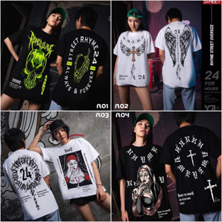 เสื้อยืด โอเวอร์ไซส์ สกรีนลาย ผ้า cotton 100% Rhyme R01 - R04