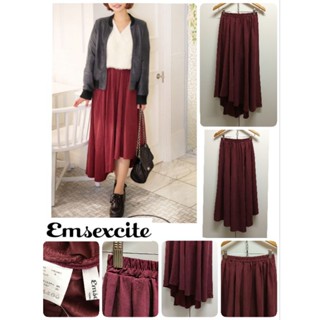 🍷Emsexcite กระโปรงยาวไม่เท่ากันผ้าหนังกลับ 🍷Size M