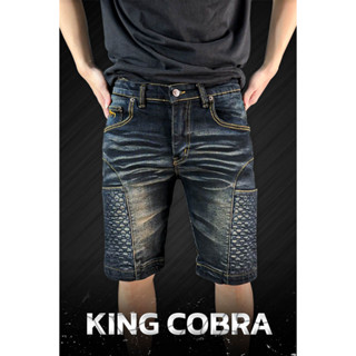 กางเกงขาสั้น KING COBRA รุ่น KE01 สีมิดไนท์บลู MANTA DENIM เสริมกระเป๋าข้าง 2 จุด ล็อคโทรศัพท์ ผ้ายืดเยอะใส่สบาย