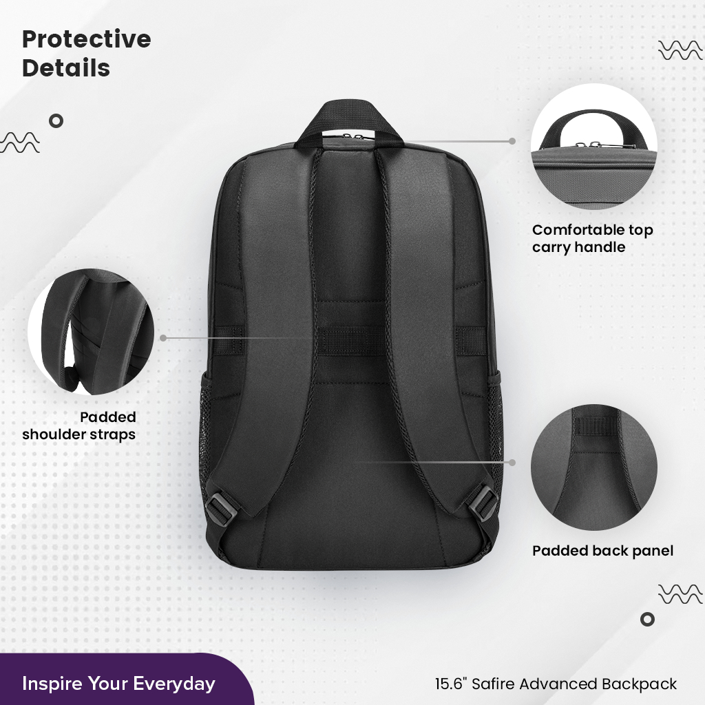 กระเป๋าเป้ใส่โน๊ตบุ๊คสำหรับขนาด 15.6 นิ้ว Targus  Safire Advanced Backpack (Black) [TBB591GL]
