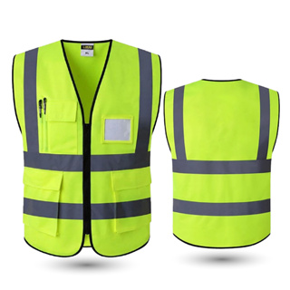 เสื้อกั๊กสะท้อนแสง เพื่อความปลอดภัย เสื้อจราจร เสื้อกั๊กจราจร Reflective Vest เสื้อกั๊กทำงาน มองเห็นชัดเจน ฟรีไซส์ MKT