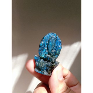 #KN01 Labradorite ลาบราโดไรต์ แกะสลักองค์คเณศ พระพิฆเนศ สูง 4.6 cm ตั้งโต๊ะได้ หินธรรมชาติ