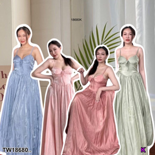 TW18680 Maxi Dress แมกซี่เดรส สายเดี่ยว