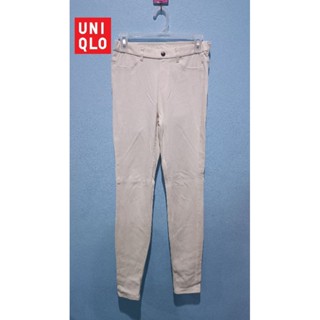 กางเกงผ้ายืด uniqlo ไซส์ M สกินนี่ สีขาว Off White มือ 2