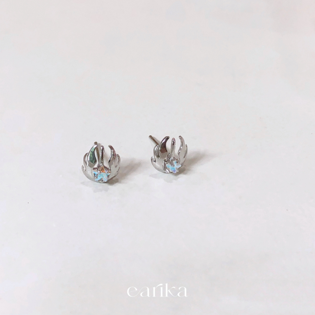 earika.earrings - hologram fireball stud ต่างหูแป้นลายลูกไฟจี้โฮโลแกรมก้านเงินแท้ (มีทั้งหมด 3 สี) เหมาะสำหรับคนแพ้ง่าย
