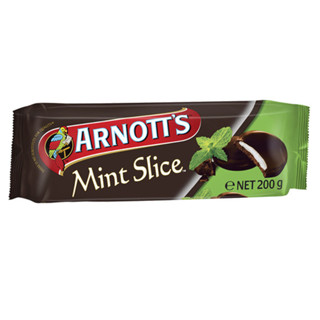 Arnotts Mint Slice Arnotts Mint Slice บิสกิต ขนม ขนมขบเคี้ยว ขนมสอดไส้ครีม 200g